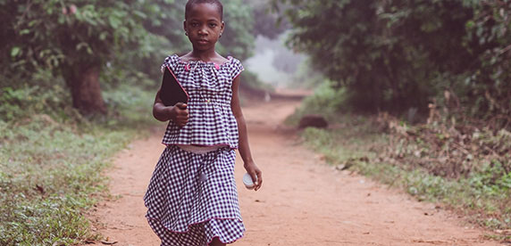 Girl on her way to school