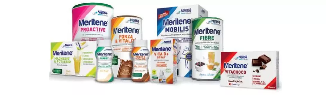 Gamma completa di integratori alimentari e vitaminici Meritene